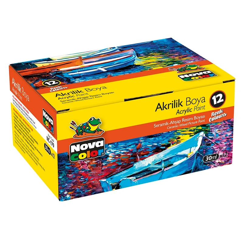 NOVA COLOR 12 RENK AKRİLİK BOYA ŞİŞE NC-179 (Best)