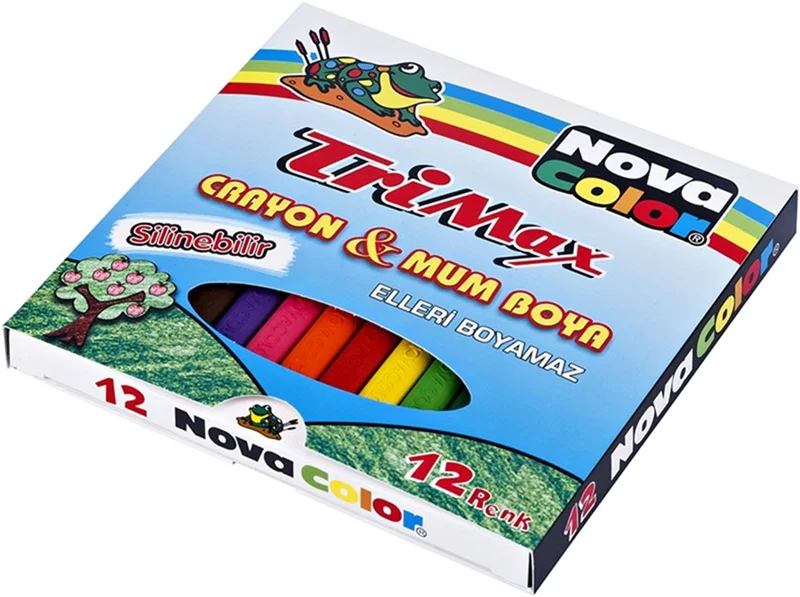NOVA COLOR TRİMAX 12 RENK ÜÇGEN MUM BOYA NC-2117 (Best)
