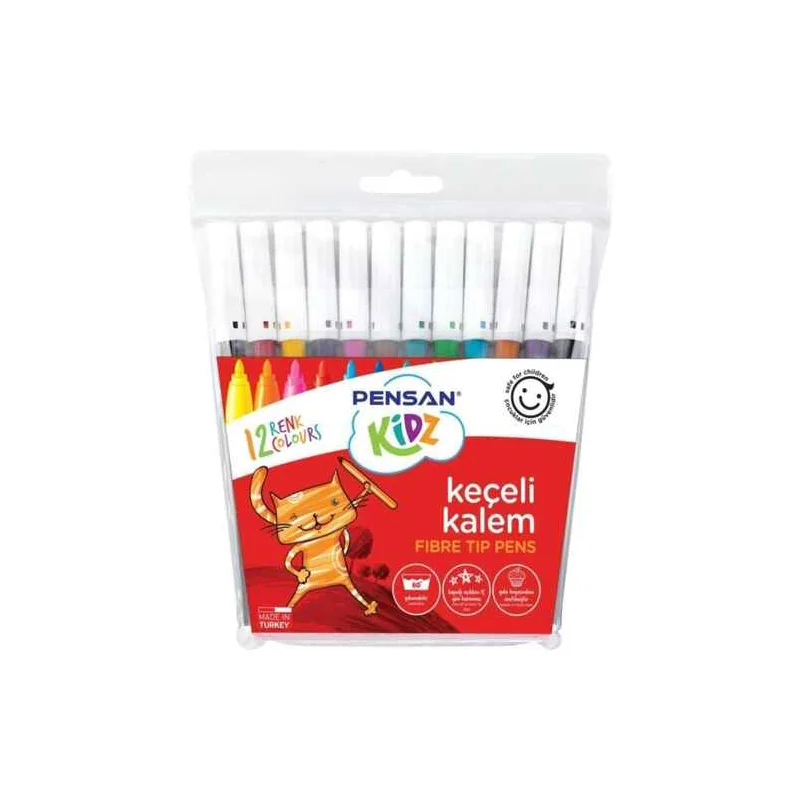 PENSAN KİDZ 12 RENK KEÇELİ BOYA 34020 (Best)