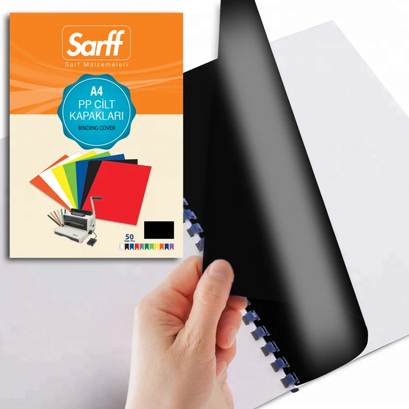 SARFF PP 450MIC A4 OPAK SİYAH CİLT KAPAKLARI - 50ADET