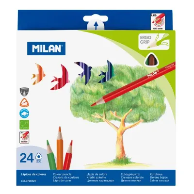 MILAN 0728324 ÜÇGEN KURU BOYA (2,9MM UÇ) - 24'LÜ