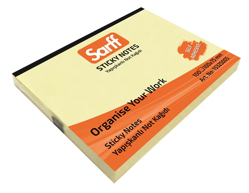 SARFF 100X75MM SARI YAPIŞKANLI NOT KAĞIDI - 100YP