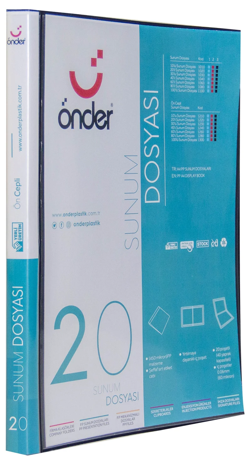 ÖNDER SUNUM DOSYASI PP A4 ÖNCEPLİ 20 Lİ SİYAH 1220-3