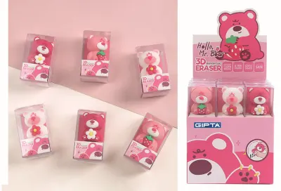 GIPTA SİLGİ PINK BEAR 3D 24 LÜ K236200