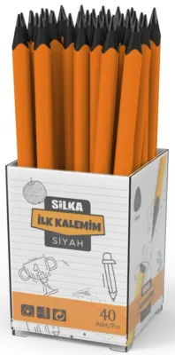 SİLKA KURŞUN KALEM JUMBO DARK TURUNCU KAPLAMALI İLK KALEMİM 40 LI ART.75