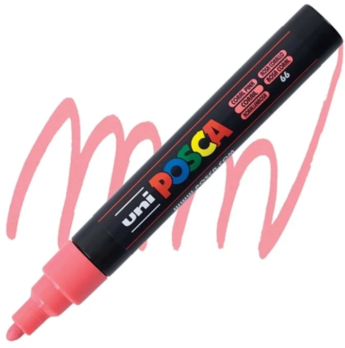 UNİ POSTER MARKÖRÜ POSCA PC-5M 1.8-2.5 MERCAN PEMBE