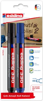 EDDING PERMANENT MARKÖR E-330 2 Lİ BLS. SİYAH &amp; MAVİ
