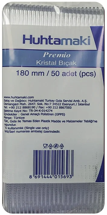 PASİF-HUHTAMAKİ BIÇAK PREMİO ŞEFFAF 1.000 ADET 001454