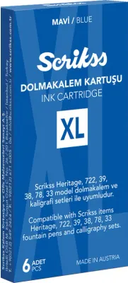 SCRIKSS DOLMA KALEM  KARTUŞU XL 6 LI PAKET MAVİ