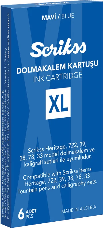 SCRIKSS DOLMA KALEM  KARTUŞU XL 6 LI PAKET MAVİ