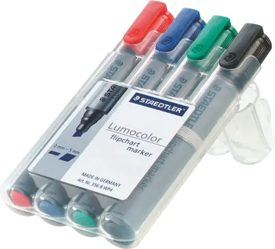 STAEDTLER FLIPCHART KALEMİ LUMOCOLOR KESİK UÇ KARIŞIK 4 LÜ SET 356 B WP4
