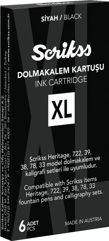 SCRIKSS DOLMA KALEM  KARTUŞU XL 6 LI PAKET SİYAH