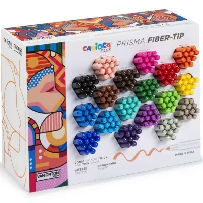 CARIOCA PLUS KEÇELİ BOYA KALEMİ PRISMA FİBER UÇ 18 RENK 216 LI STAND 52030