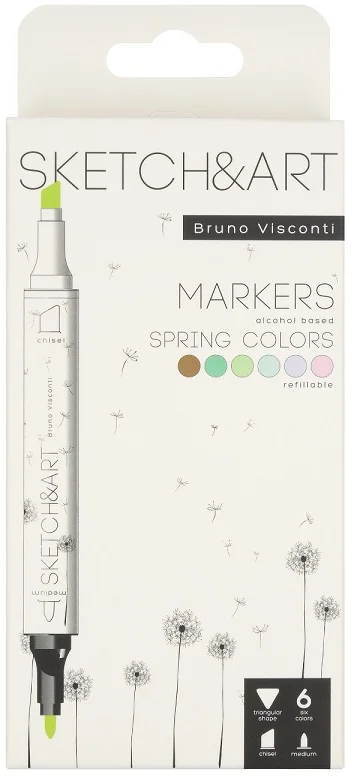 BRUNO VISCONTI TWIN MARKER SKETCH &amp; ART 6 RENK BAHAR MANZARASI 22-0081/04