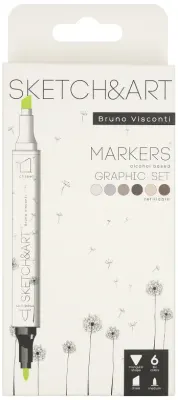 BRUNO VISCONTI TWIN MARKER SKETCH &amp; ART 6 RENK GRAPHICS 22-0081/06