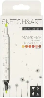 BRUNO VISCONTI TWIN MARKER SKETCH &amp; ART 6 RENK TERRACOTA 22-0081/07