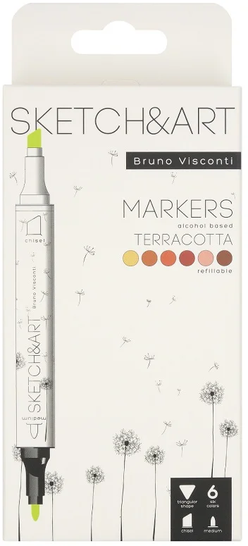 BRUNO VISCONTI TWIN MARKER SKETCH &amp; ART 6 RENK TERRACOTA 22-0081/07
