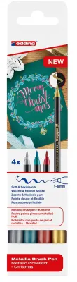 EDDING FIRÇA UÇLU KALEM E-1340 METALİK 4 LÜ SET