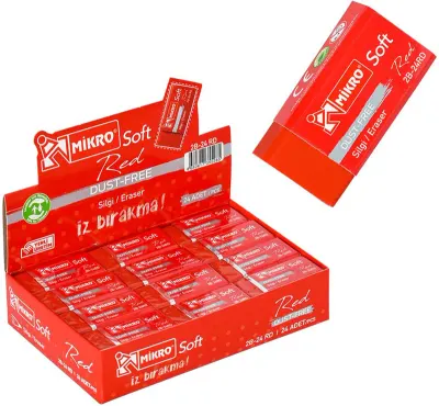 MİKRO SİLGİ 2B-24RD SOFT KIRMIZI 24 LÜ KUTU
