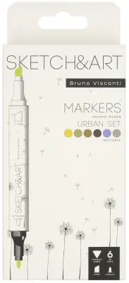 BRUNO VISCONTI TWIN MARKER SKETCH &amp; ART 6 RENK MİMARİ 22-0081/02