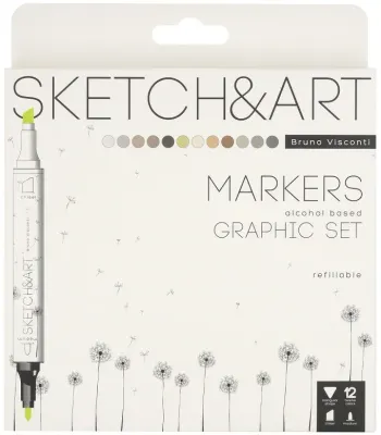 BRUNO VISCONTI TWIN MARKER SKETCH &amp; ART 12 RENK GRAPHICS 22-0076/03