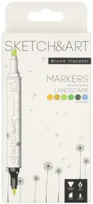 BRUNO VISCONTI TWIN MARKER SKETCH &amp; ART 6 RENK PEYZAJ 22-0081/08