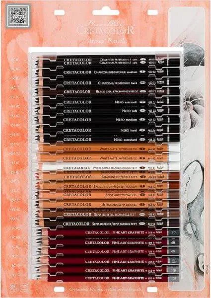 CRETACOLOR PAD DISPLAY SKETCHİNG (18X3 ARTİST PENCİLS &amp; 6X3 CLEOS FİNE ART GRAPHİTE) 10000-0282P