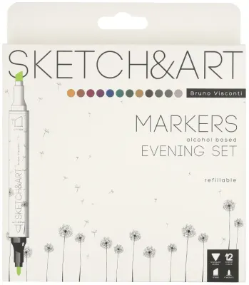 BRUNO VISCONTI TWIN MARKER SKETCH &amp; ART 12 RENK GECE 22-0076/05
