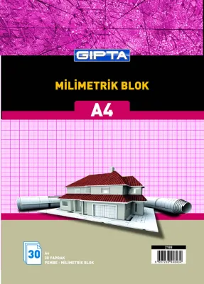 GIPTA MİLİMETRİK BLOK A4 BİRİSTOL MAVİ 30YP. 2188