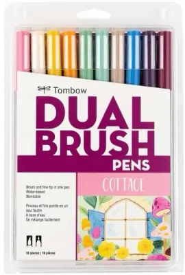 TOMBOW AB-T DUAL BRUSH PEN GRAFİK KALEMİ  SETİ 10 RENK COTTAGE (216) T-AB-T-10CCO
