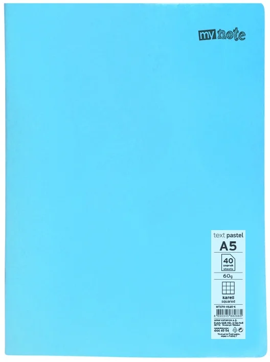 MYNOTE DEFTER TEXT PASTEL PP KAPAK DİKİŞLİ A5 80 YP KARELİ MTXPA-A580-K