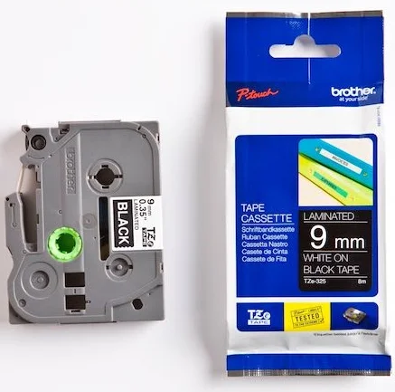 BROTHER PTOUCH ETİKET 9MM SİYAH-BEYAZ TZE325