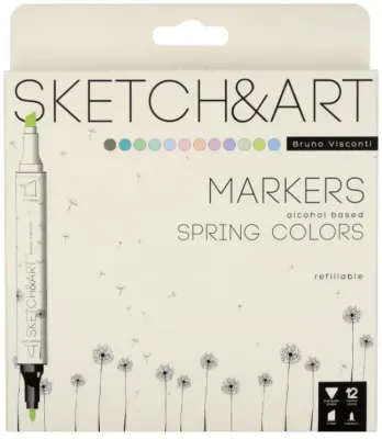 BRUNO VISCONTI TWIN MARKER SKETCH &amp; ART 12 RENK BAHAR PEYZAJI 22-0076/08