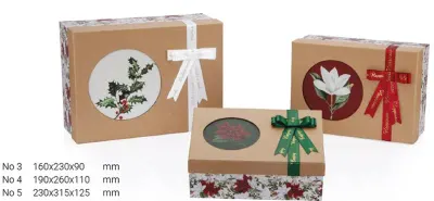 GIPTA KUTU SETİ 3 LÜ DİKDÖRTGEN CHRISTMAS FLORAL BX64660