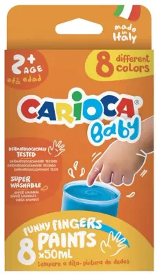 CARIOCA PARMAK BOYASI 8 RENK 8X50 ML SÜPER YIKANABİLİR 2+ YAŞ 43174