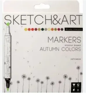 BRUNO VISCONTI TWIN MARKER SKETCH &amp; ART 12 RENK SONBAHAR PEYZAJ 22-0076/06