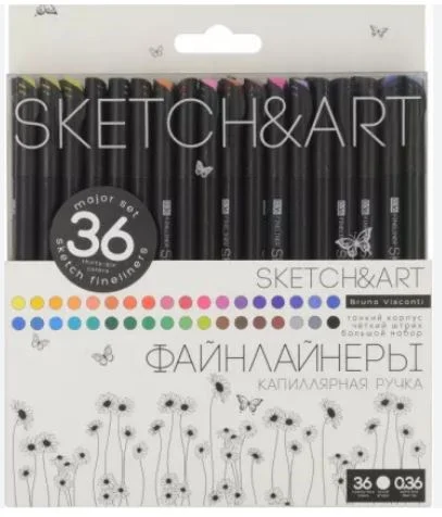 BRUNO VISCONTI SKETCH & ART SİYAH SERİ 0.36 İNCE UÇ 36 RENK 36-0020