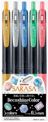 ZEBRA JEL KALEM SARASA CLIP DECOSHINE SET  5 LI JJ15-5C-SH