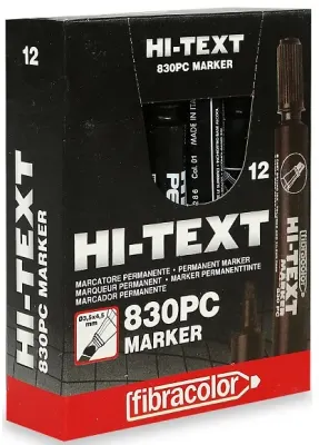 HB HI-TEXT PERMANENT MARKER KESİK UÇLU SİYAH 830PC 12  Lİ