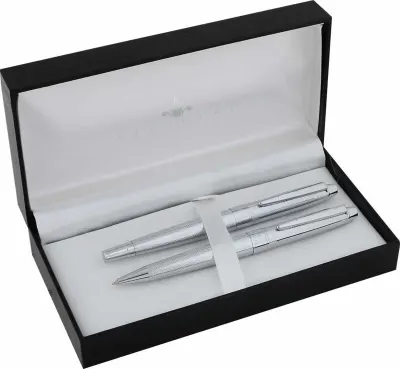 STEELPEN DOLMA KALEM+TÜKENMEZ KALEM SET URANUS SERİSİ PARLAK KROM 509