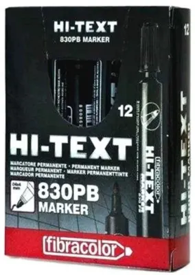HB HI-TEXT PERMANENT MARKER YUVARLAK UÇ SİYAH 830PB 12  Lİ