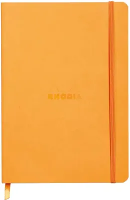 RHODIA DEFTER RHODIARAMA YUMUŞAK DERİ KAPAK ELASTİK BANTLI A5 90 GR 80 YP ÇİZGİLİ ORANGE RY117415