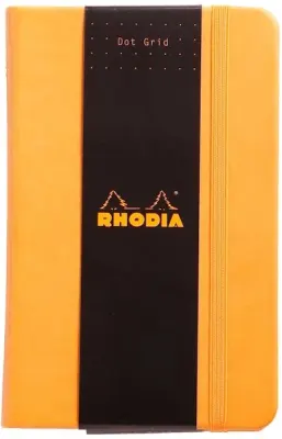 RHODIA DEFTER BOUTIQUE SERT DERİ KAPAK ELASTİK BANTLI 9x14 90 GR 96 YP ÇİZGİLİ TURUNCU RW118068