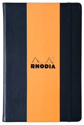 RHODIA DEFTER BOUTIQUE SERT DERİ KAPAK ELASTİK BANTLI A5 90 GR 96 YP DÜZ SİYAH RW118669