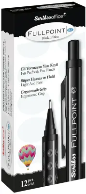 SCRIKSS OFFICE VERSATİL KALEM FULL POINT BLACK EDITION 0.7 SİYAH 12 Lİ KUTU