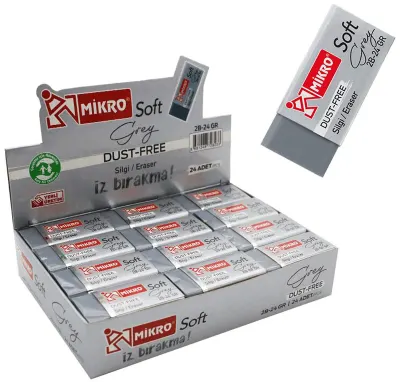MİKRO SİLGİ 2B-24GR SOFT GREY 24 LÜ KUTU