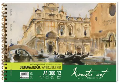 KESKİN SULUBOYA BLOK KARATİS ART A4 300 GR SPİRALLİ 12 YP. 488010