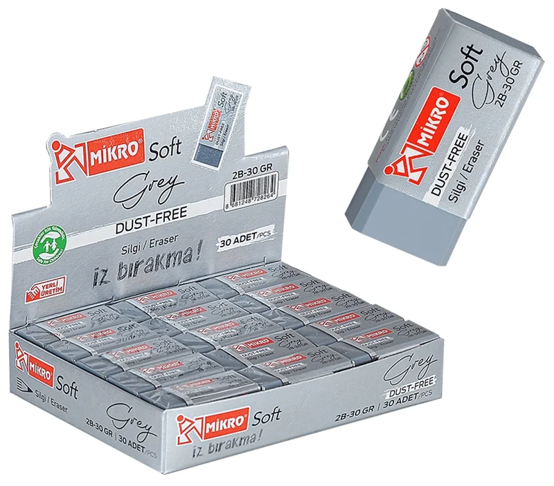 MİKRO SİLGİ 2B-30GR SOFT GREY 30 LU KUTU