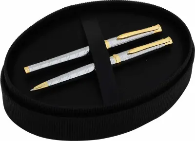 STEELPEN DOLMA KALEM+TÜKENMEZ KALEM SET LEMANS SERİSİ DESENLİ GOLD 817