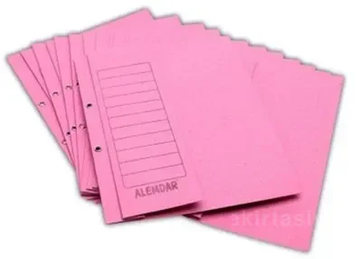 ALEMDAR PEMBE TELLİ YARIM KAPAKLI LÜKS KARTON DOSYA
